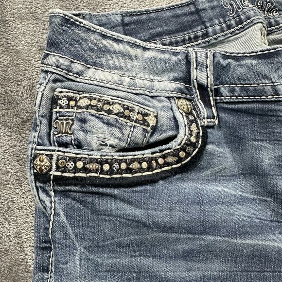 Miss‎ Me Jeans Womens 29 Blue Signature Skinny Raw Hem Flap Pockets Denim - Picture 3 of 12